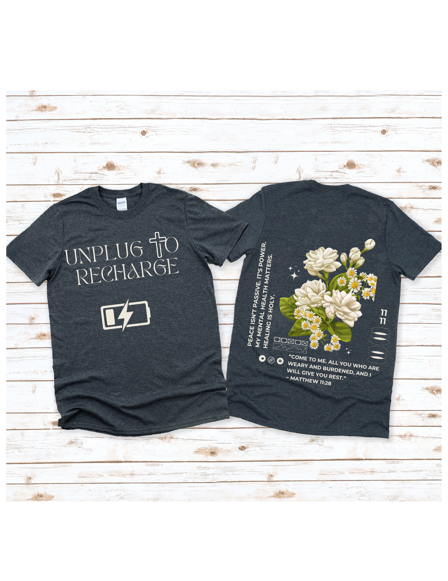 Unplug To Recharge – 100% Cotton Tee